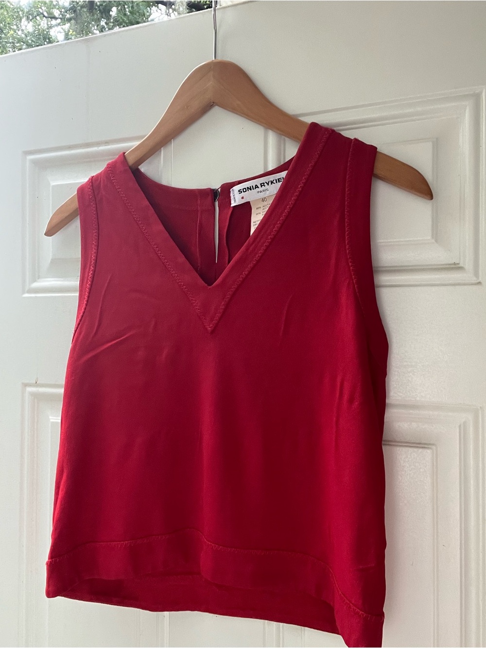 Sonia Rykiel Crimson V-Neck Sleeveless Tank